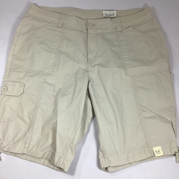 St Johns Bay Bermuda Shorts Womens Size 16W Midrise Beige - Picture 1 of 11